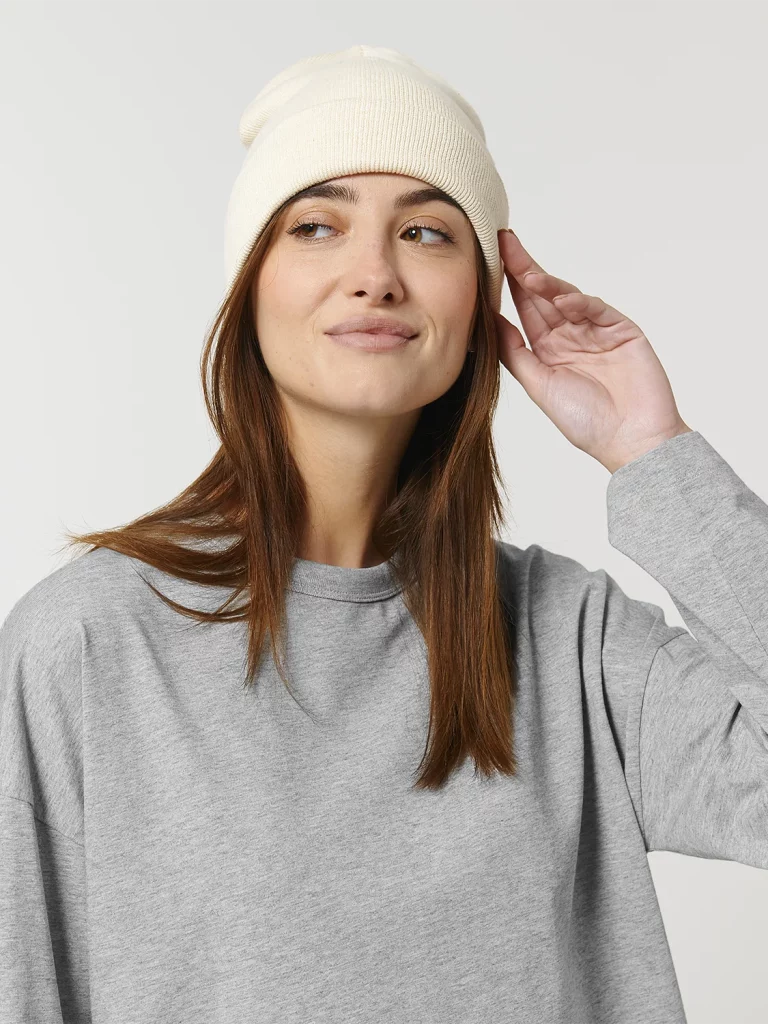 RIB BEANIE NATURAL STUDIO FRONT MAIN